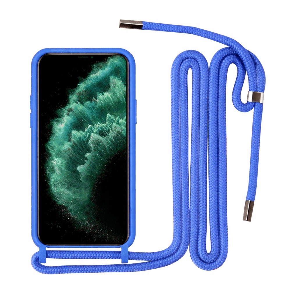 Θήκη Πλάτης Σιλικόνης με Λουράκι για Apple i Phone 13 Pro - Χρώμα: Μπλε